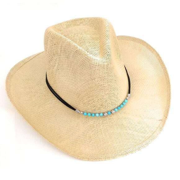 6592 Hat Band Blue Turquoise Gemstone Hat Accessory Adjustable Hatband One main image 4